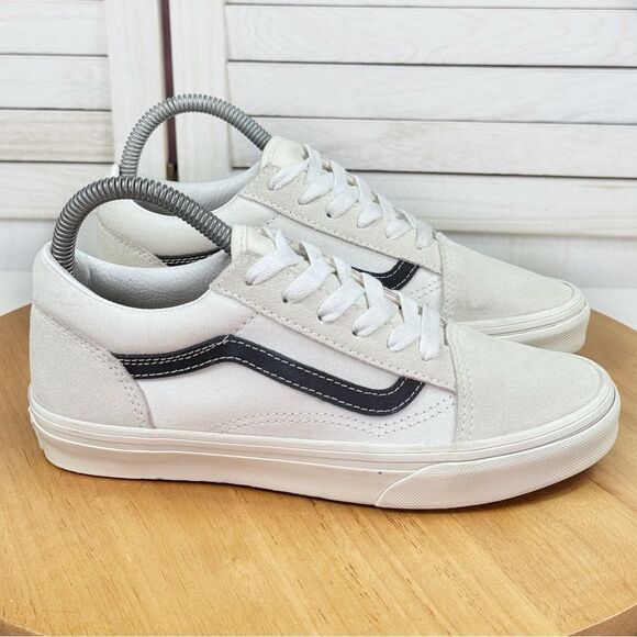 Vans Old Skool Juniors Canvas Suede Low Top Sneakers White Black 4.5 Big Kids - Picture 10 of 10